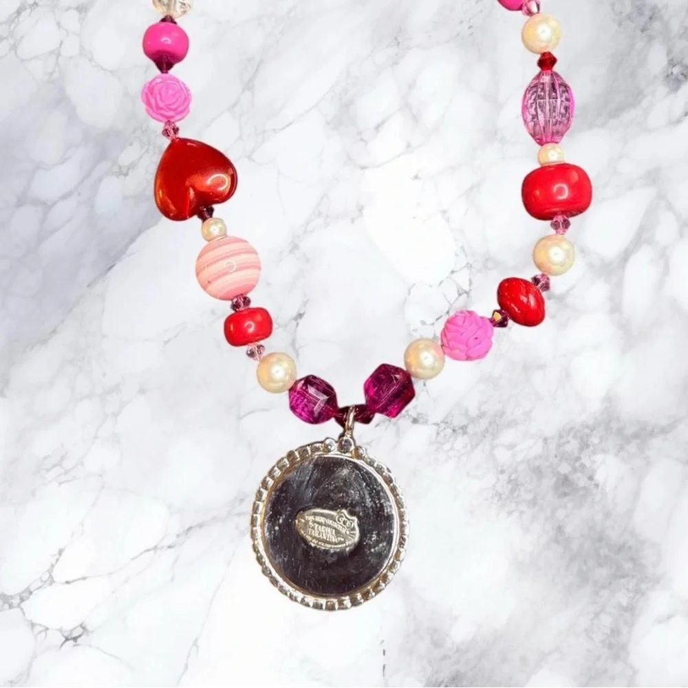 Tarina Tarantino Pink Head Hello‎ Kitty Beaded Necklace Y2K RARE